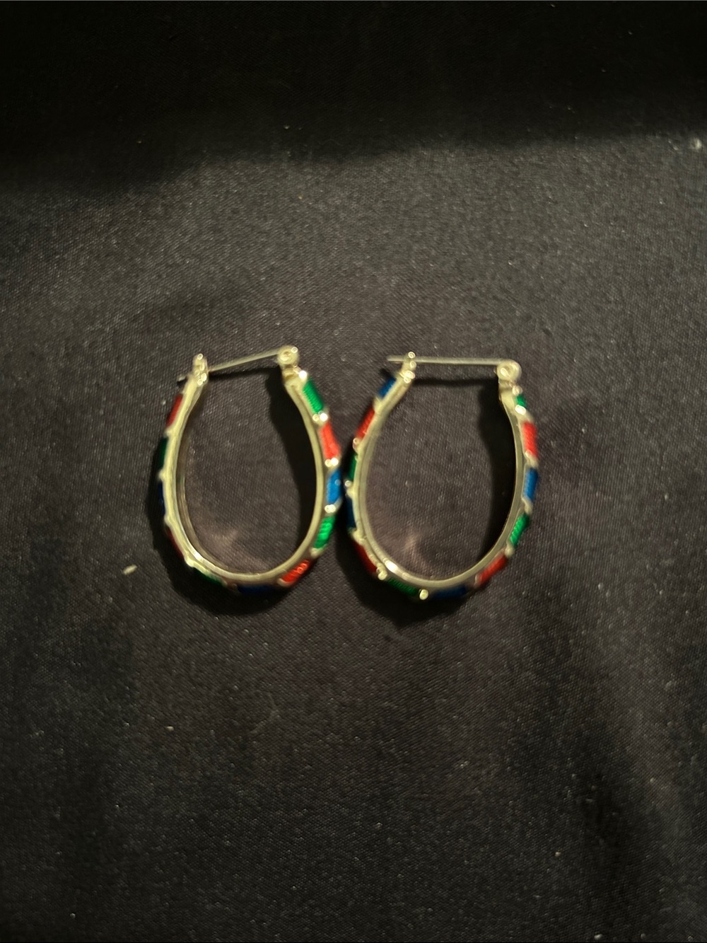Gold Multicolor Enamel Hoop Earrings - Women Jewelry